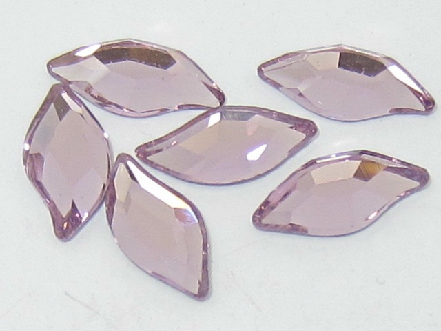 12 pcs. 10x5mm LIGHT AMETHYST DIAMOND LEAF HOTFIX European Rhinestones